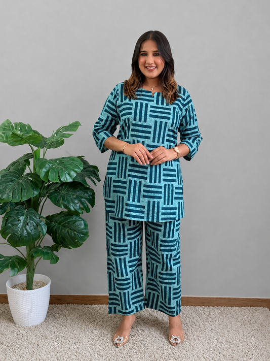 Blue Striped Cord Set