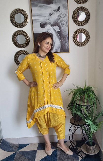 Yellow Bandhani Coord Set