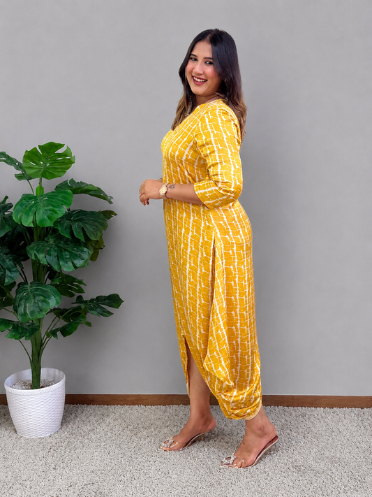 Mustard Printed Dress