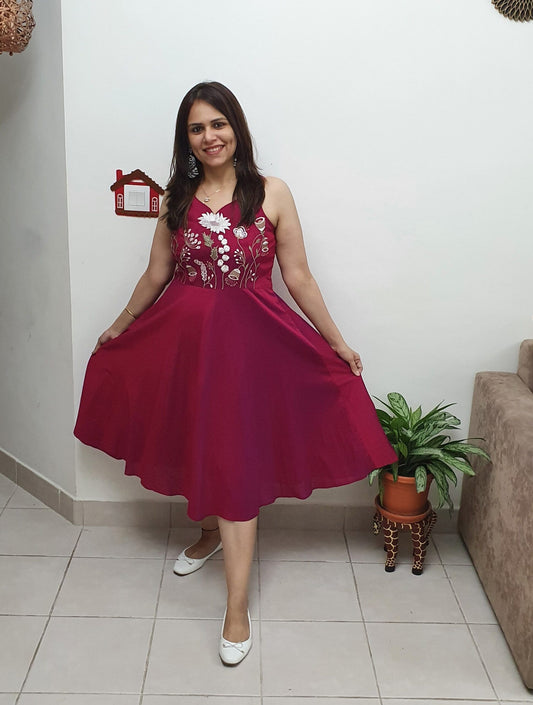 Beetroot Incut Dress