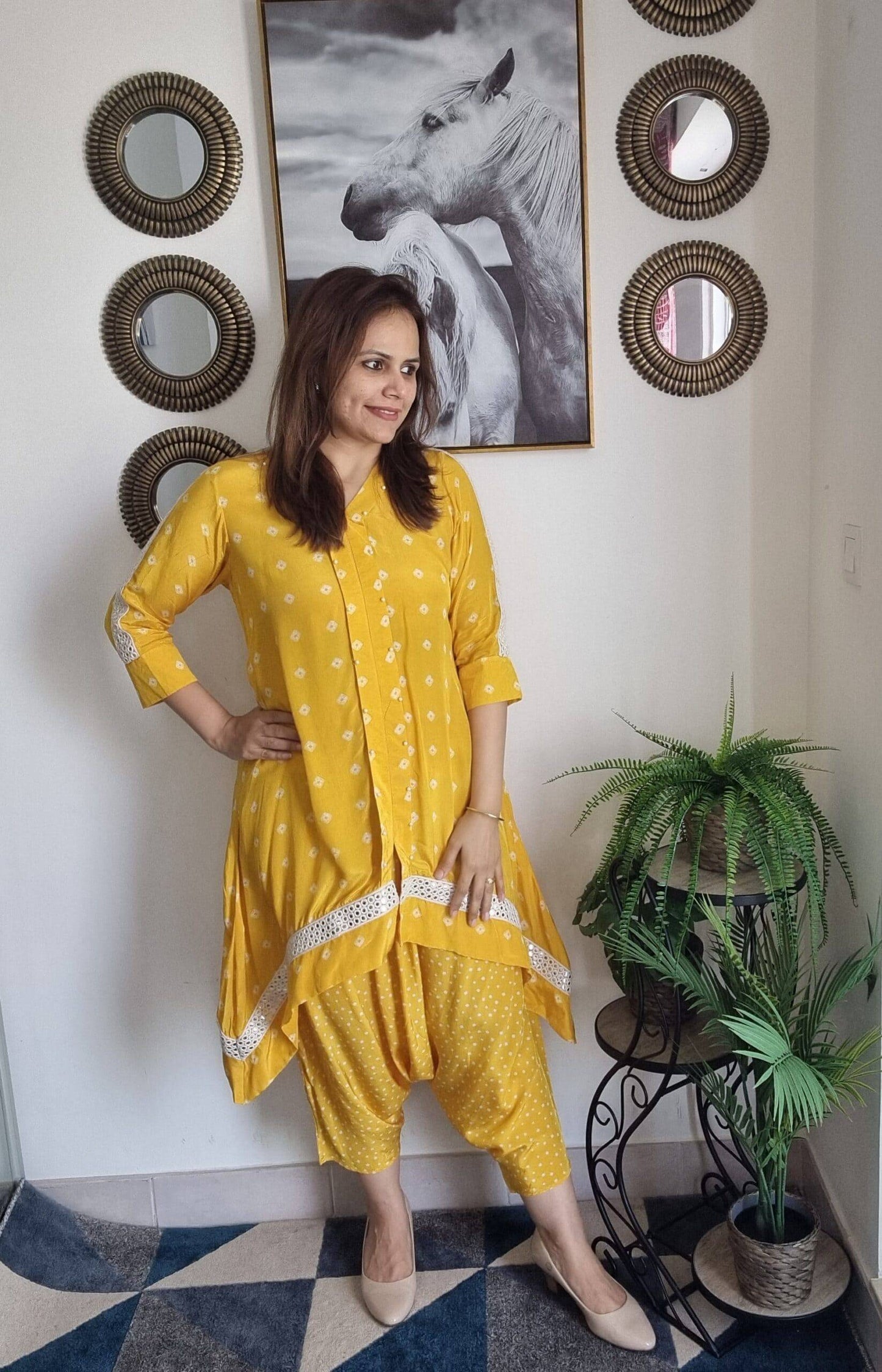 Yellow Bandhani Coord Set