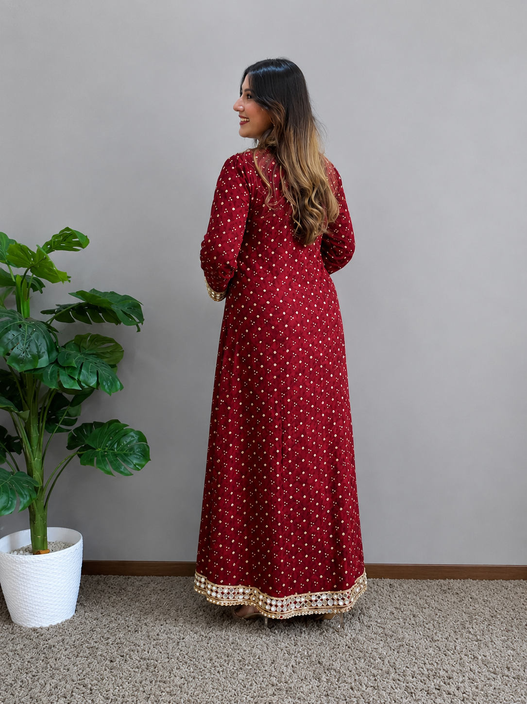 red bandhani dress Red Bandhani Printed Suit Set with Dupatta Little Wish Fashion Collection
