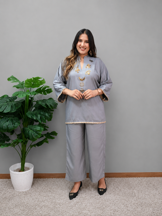 Grey Denim Cord Set