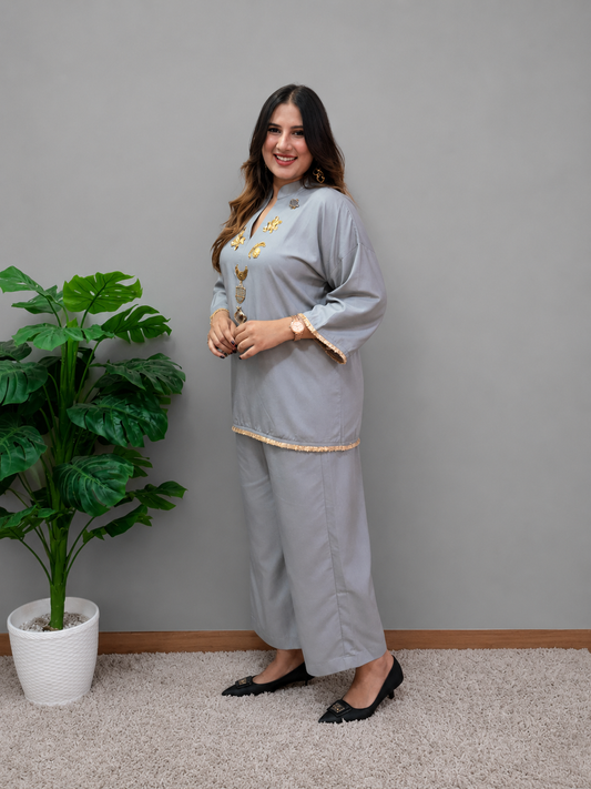 Grey Denim Cord Set