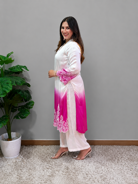 Pink And White Ombre Cord Set