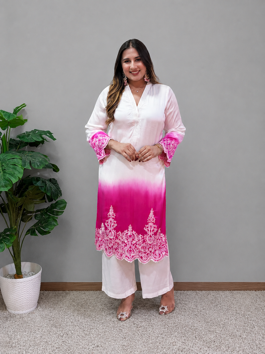 Pink And White Ombre Cord Set