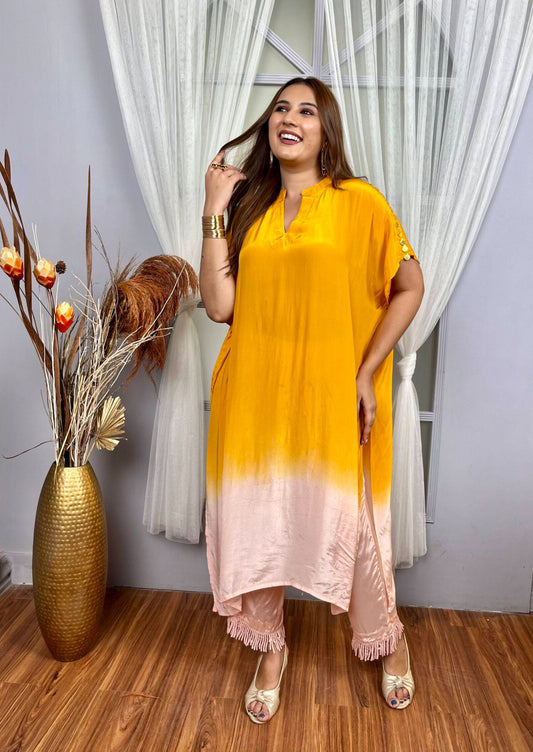 Anti-Fit Yellow to Peach Ombre Co-ord Set