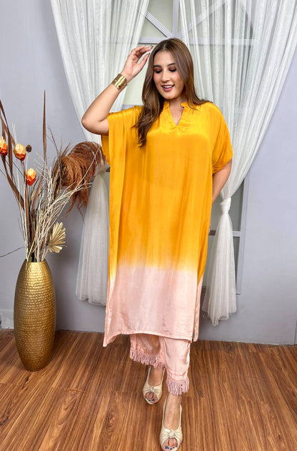 Anti-Fit Yellow to Peach Ombre Co-ord Set