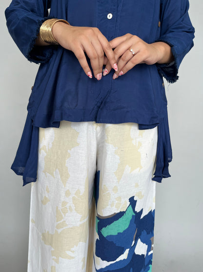 Royal Blue Top & Printed Pants Co-ord Set