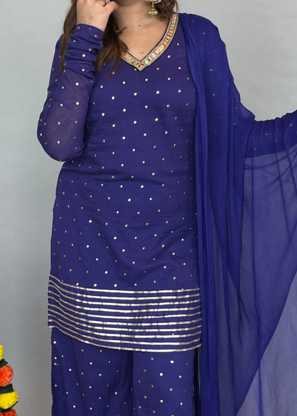 Blue Dupatta Set with Palazzo Pants