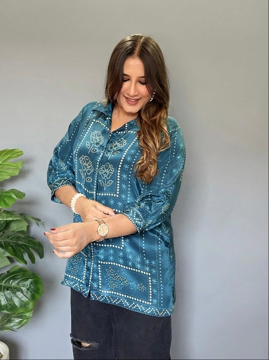 Blue Bandhani Print Shirt
