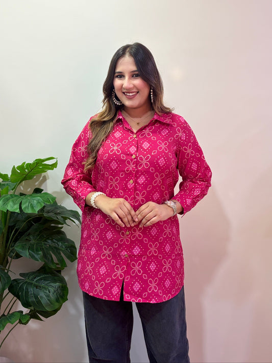 Pink Bandhani Print Shirt