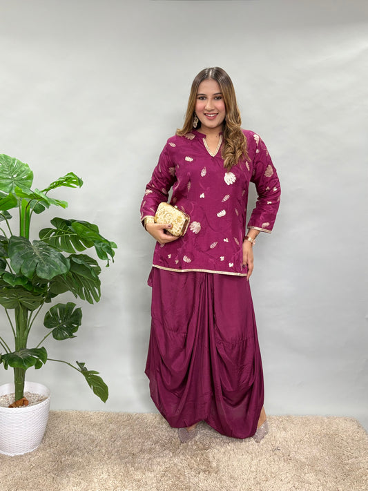 Deep Wine Skirt Set