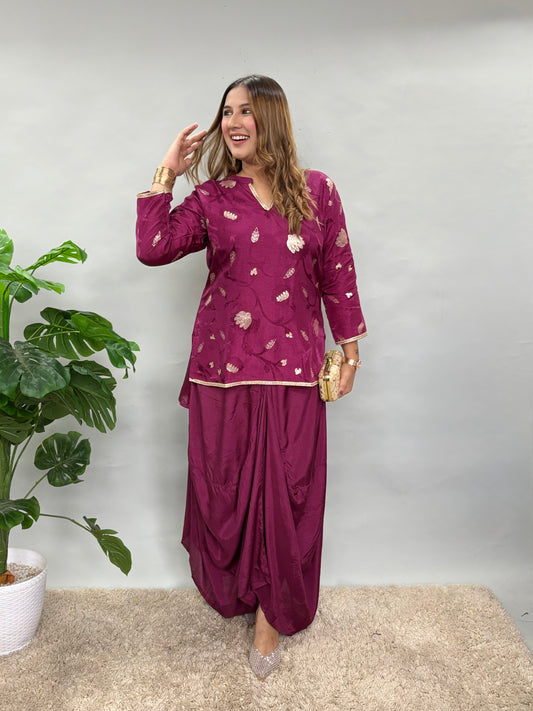 Deep Wine Skirt Set