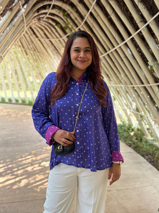 Royal Blue Bandhani Print Shirt