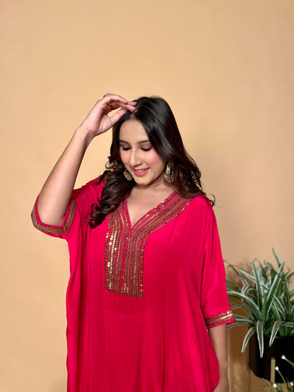 Red Festive Kaftan Style Set