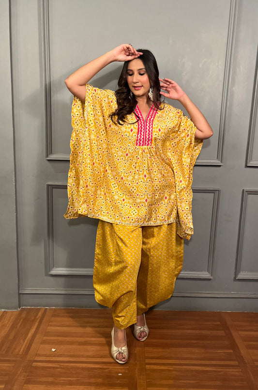 Yellow Kaftan Salwar Set