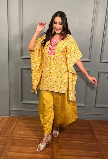 Yellow Kaftan Salwar Set