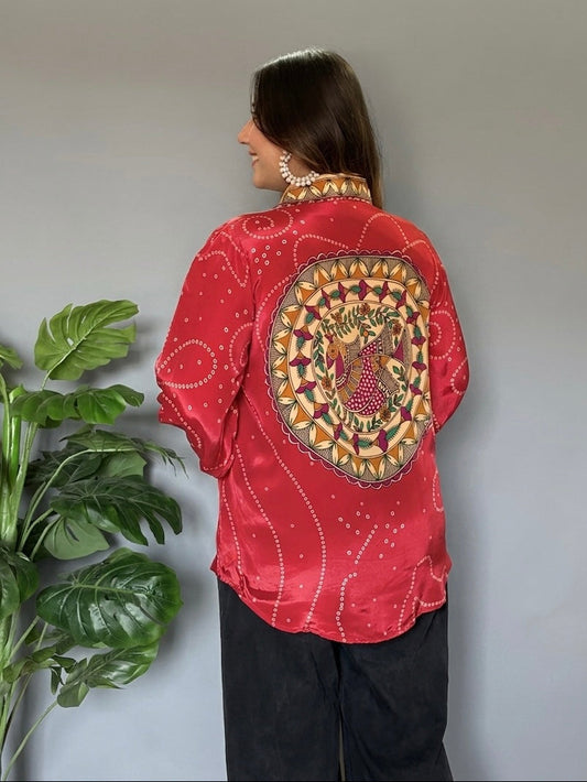Red Bandhani Print Shirt