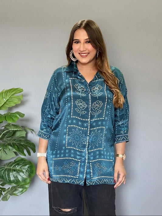 Blue Bandhani Print Shirt