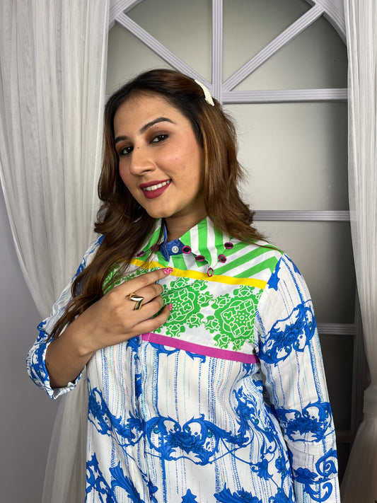 Printed Multi-Coloured Shirt Set