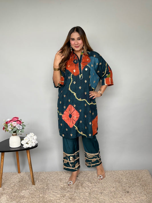 Blue Bandhani Print Cord Set