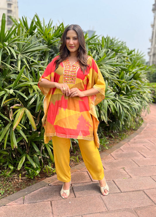 Red-Yellow Kaftan Set