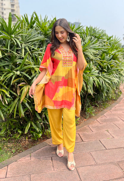 Red-Yellow Kaftan Set