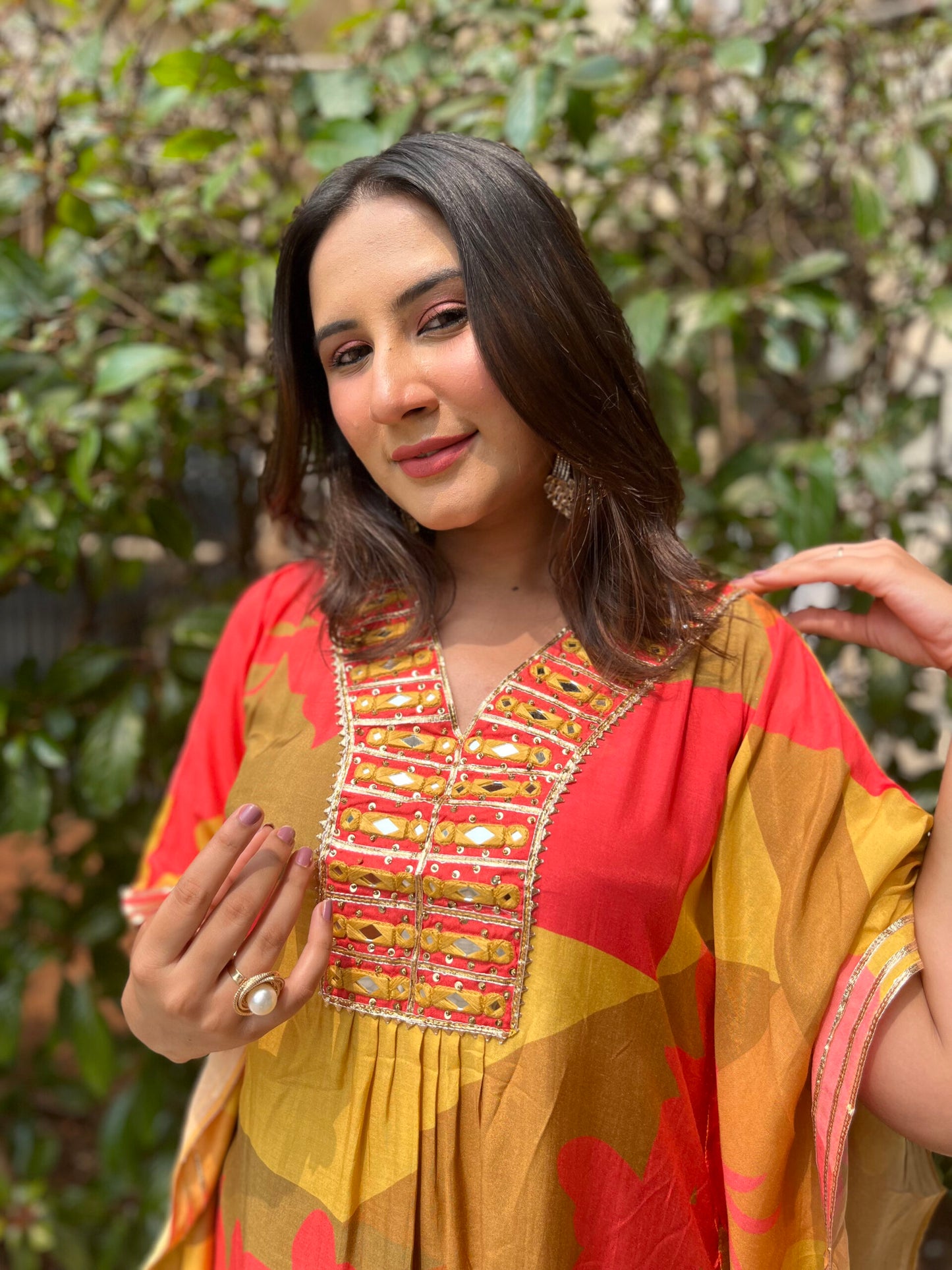 Red-Yellow Kaftan Set