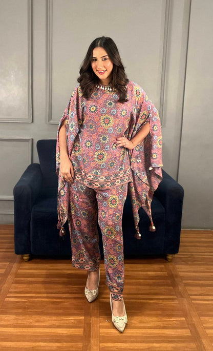 Multi-Coloured Pastel Kaftan Style Set