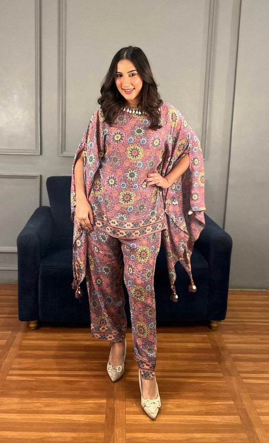 Multi-Coloured Pastel Kaftan Style Set