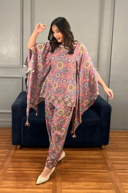 Multi-Coloured Pastel Kaftan Style Set