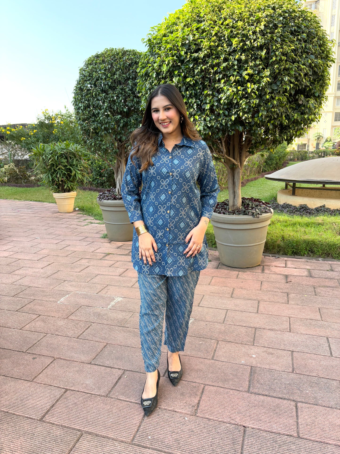 Bandhani Printed Blue Co-ord Set