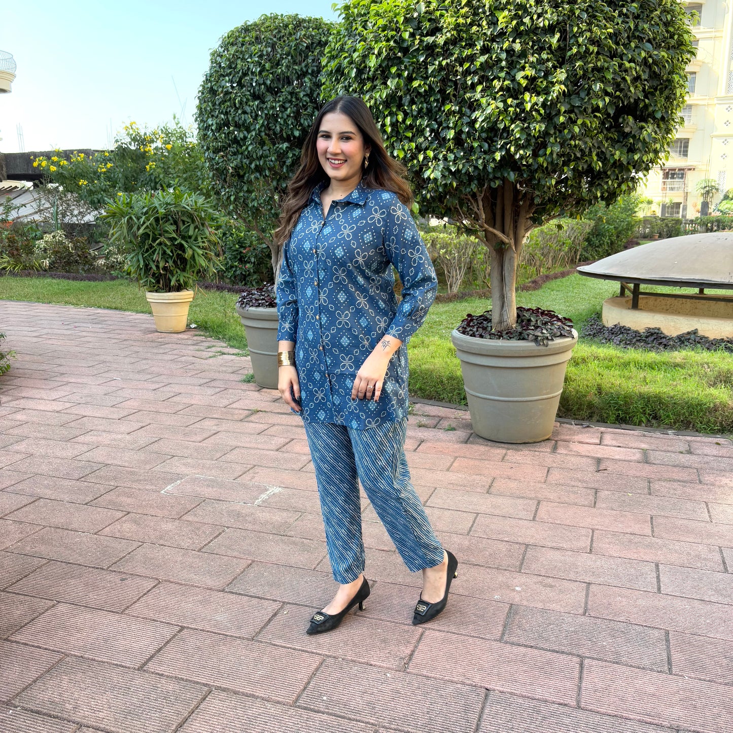 Bandhani Printed Blue Co-ord Set