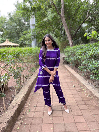 Purple Tie-Dye Set with Dhoti Pants