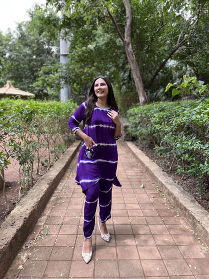 Purple Tie-Dye Set with Dhoti Pants