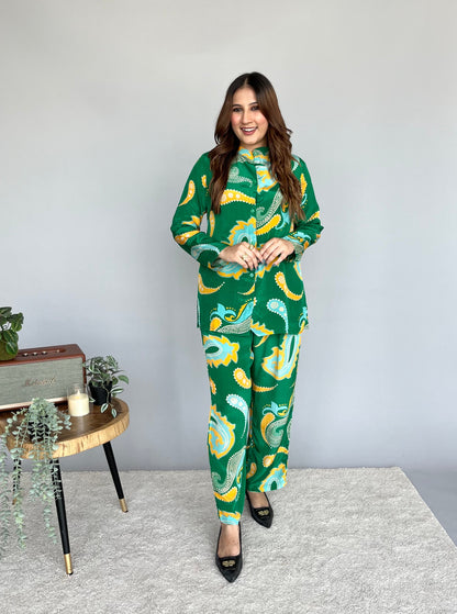 Green Organic Print Co-ord Set