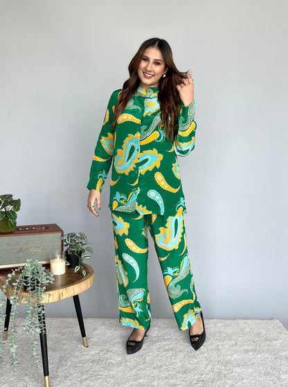 Green Organic Print Co-ord Set