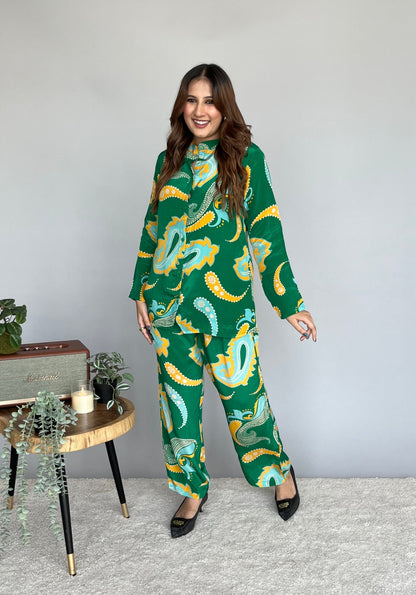 Green Organic Print Co-ord Set