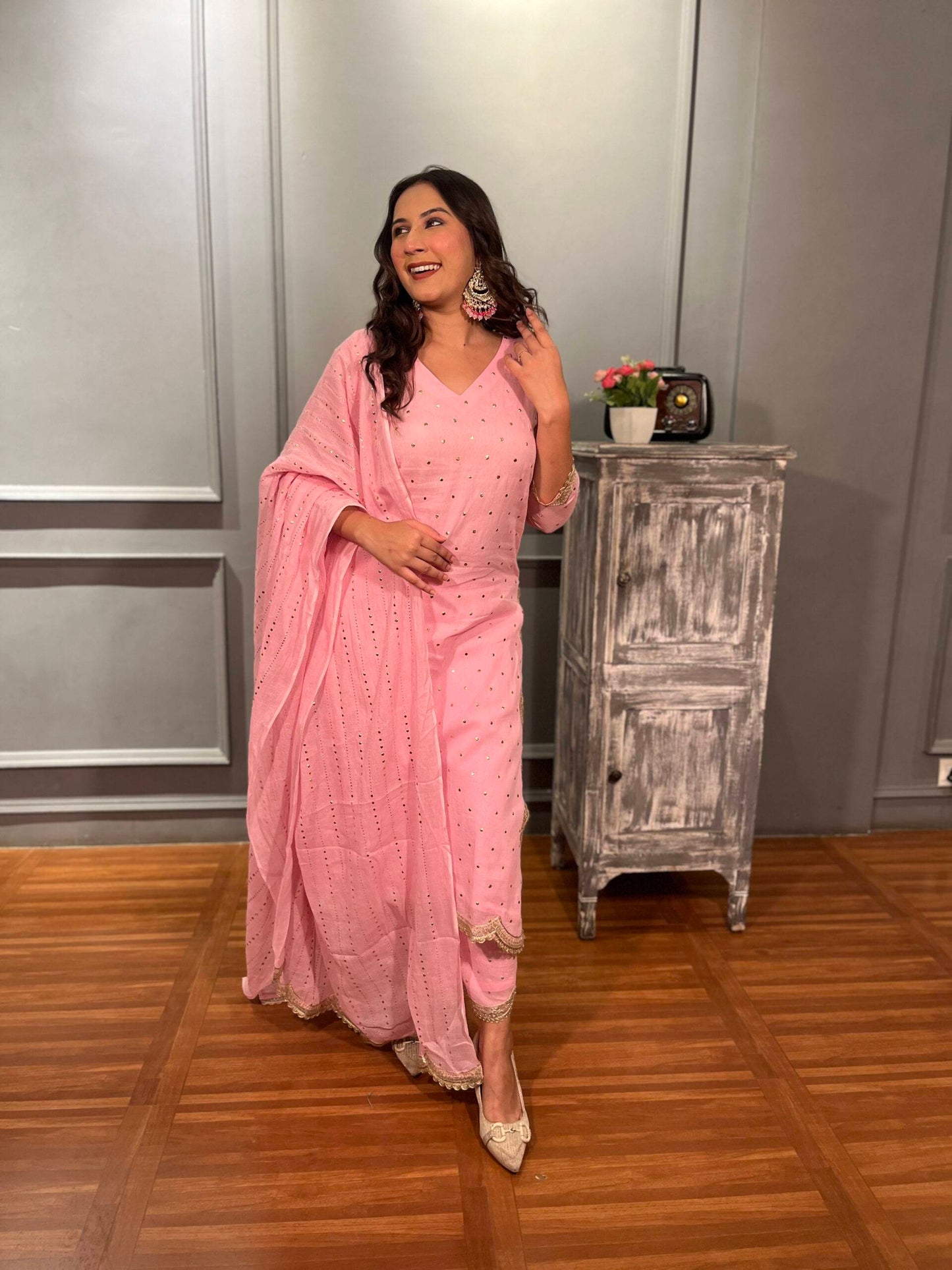 Baby Pink Suit with Matching Dupatta