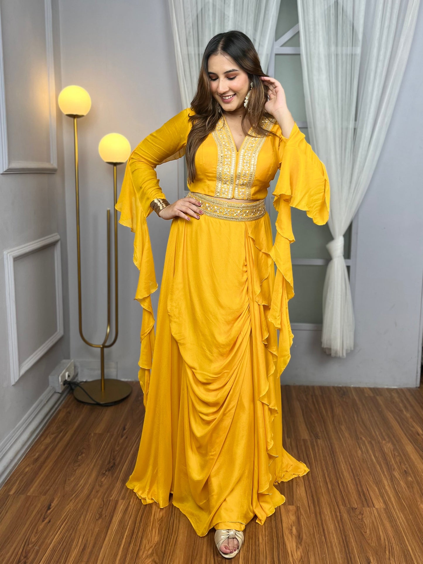 Yellow Lehenga Set with Embroidery