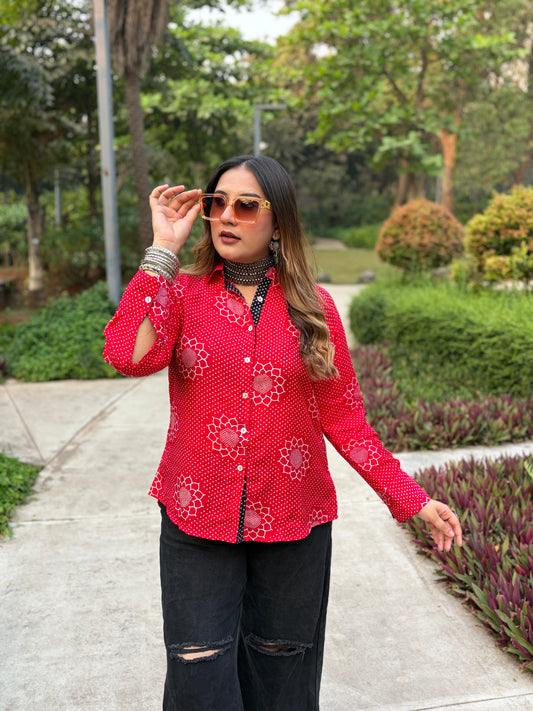 Red Floral Printed Shirt
