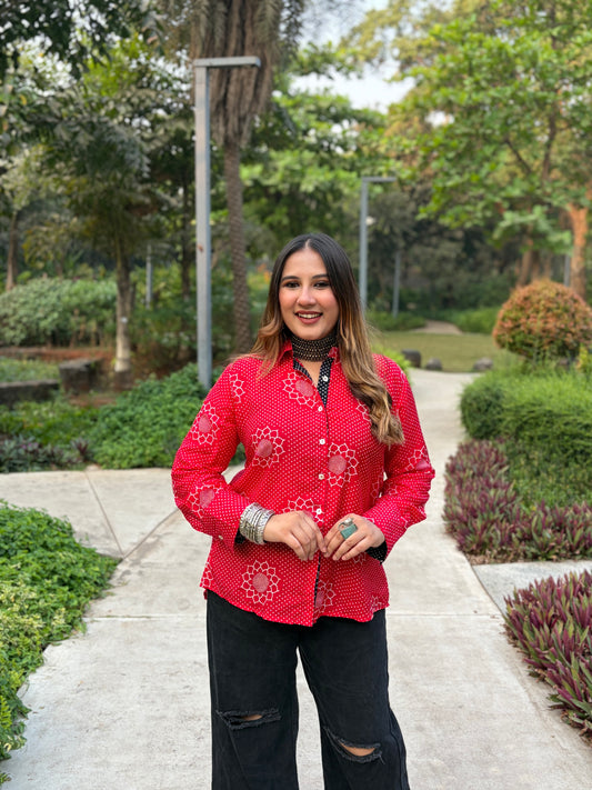 Red Floral Printed Shirt