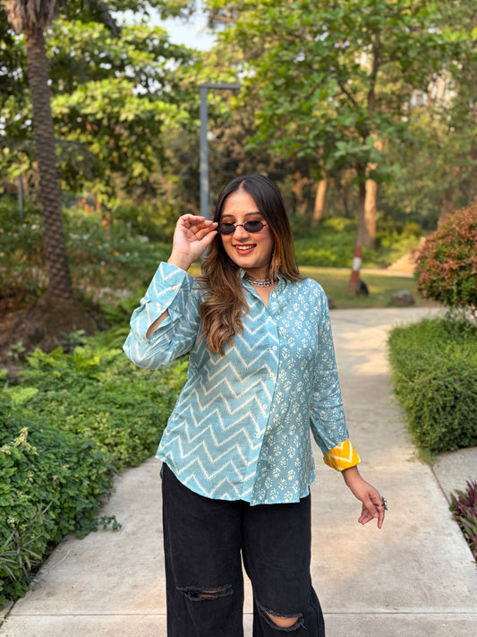 Sky Blue Printed Shirt