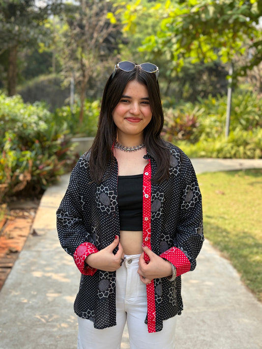 Black Floral Printed Shirt