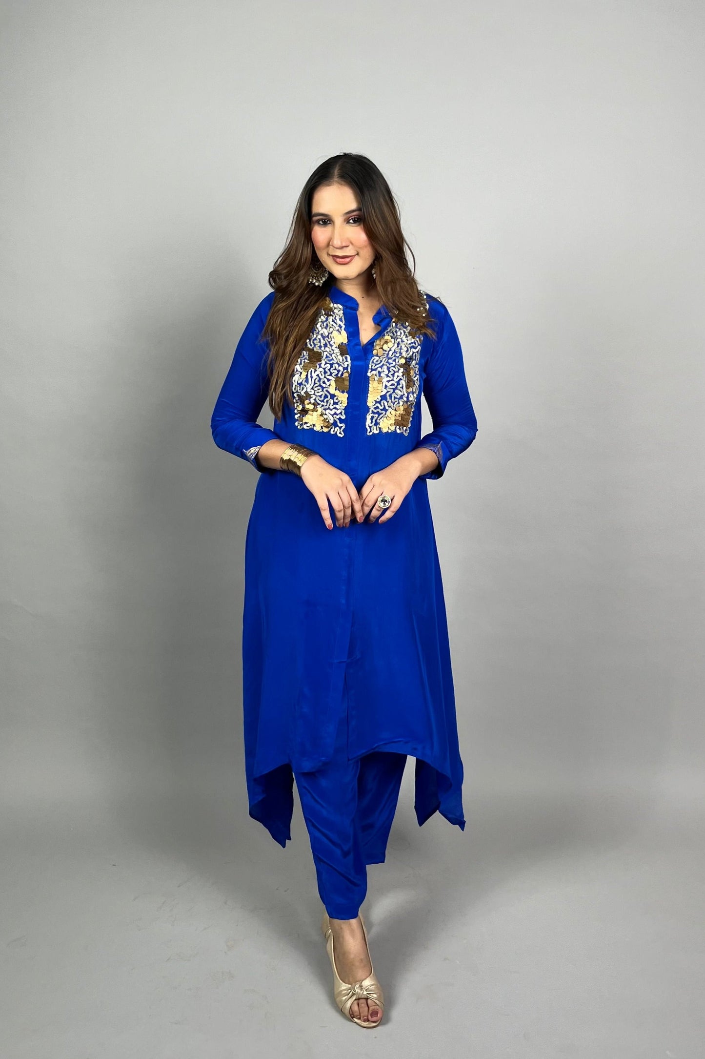 Cobalt Blue Fusion Set with Embroidery