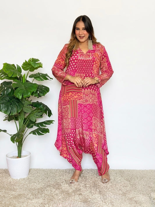 Vibrant Pink Printed Jumpsuit