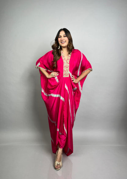 Pink Tie-Dye Kaftan 3 piece Set