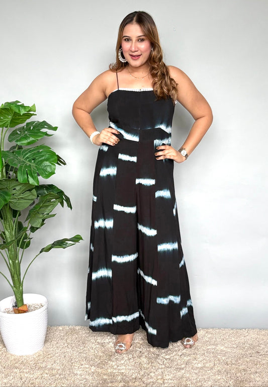 Black Tie Dye Jumpsuit With Jacket