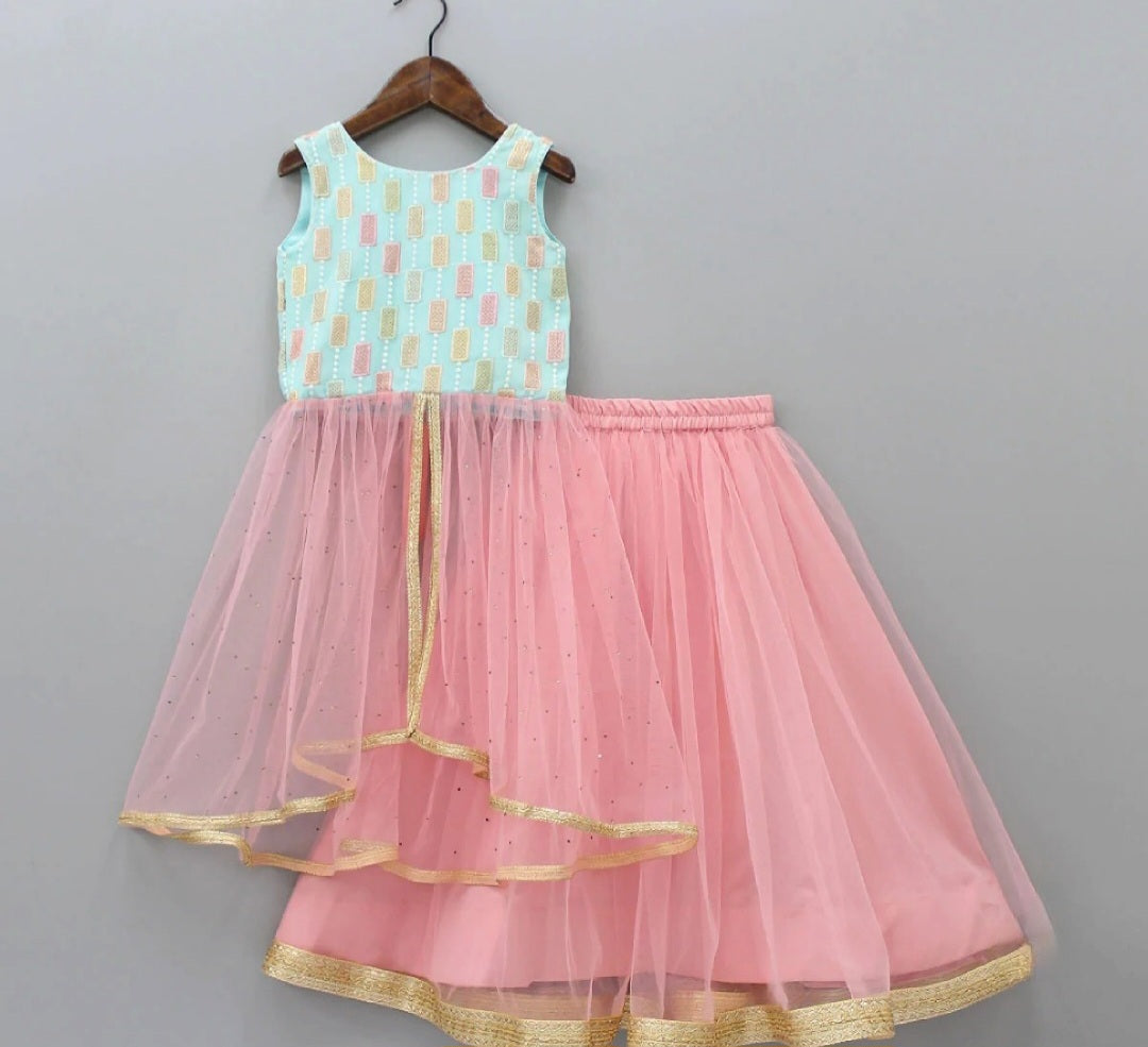 Pink & Blue Fusion Skirt Set (Kids)